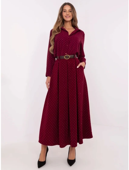 Elegantná maxi sukňa s ozdobným lemom bordová (19720) Elegantná maxi sukňa s ozdobným lemom bordová (19720)