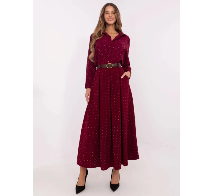 Elegantná maxi sukňa s ozdobným lemom bordová (19720) Elegantná maxi sukňa s ozdobným lemom bordová (19720)