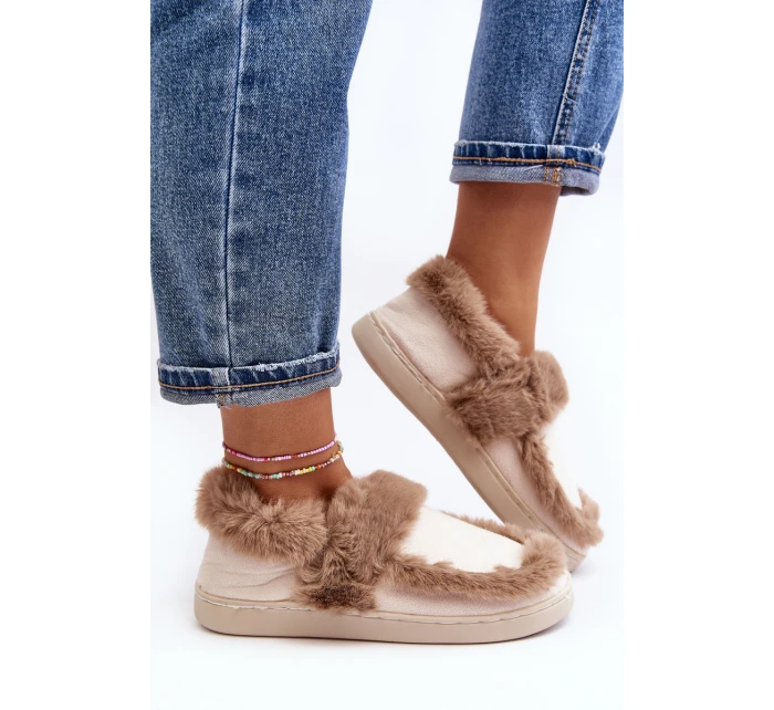 Damskie Kapcie Z Futerkiem Beżowe Sailey