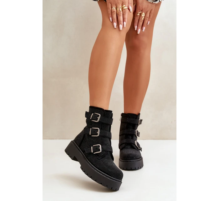 Ocieplane Botki Damskie Ze Zdobieniem Czarne Ciascia Ocieplane Botki Damskie Ze Zdobieniem Czarne Ciascia