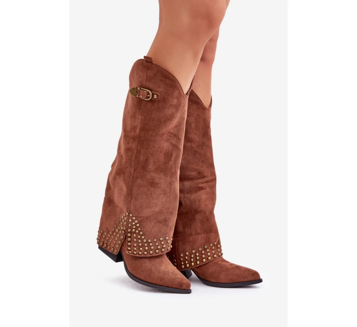 Kozačky S  Na Podpatku Hnědé model 21681443 - Boto