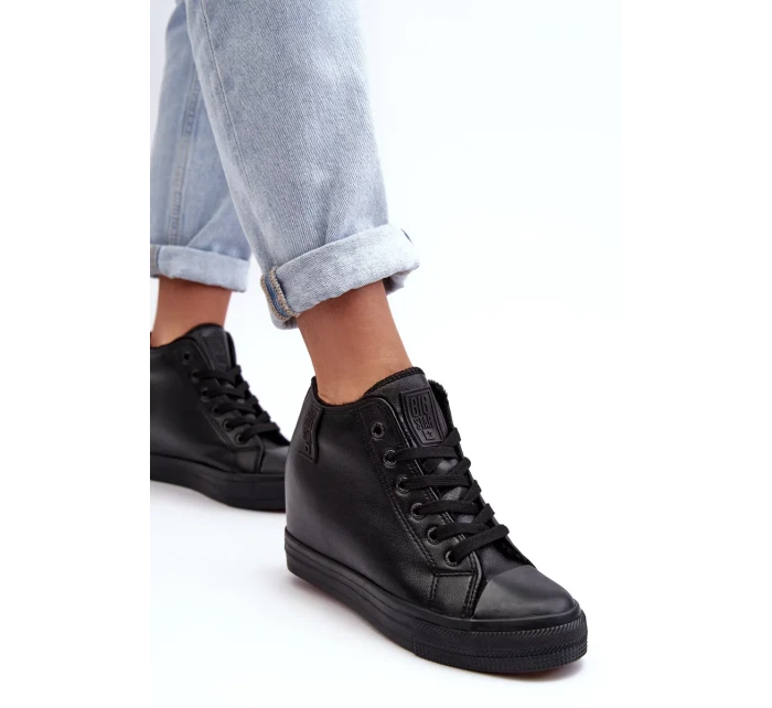 Dámské kožené tenisky na klínku Big Star Black Dámské kožené tenisky na klínku Big Star Black