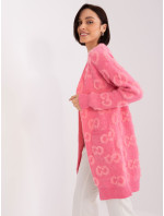 Ružový dámsky sveter so vzormi