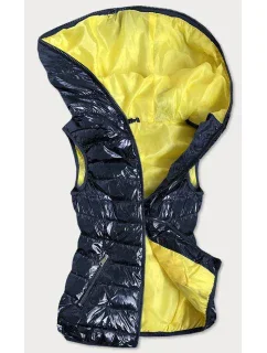 Tmavo modrá dámska vesta s kontrastnou podšívkou (B9549)