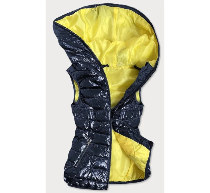 Tmavo modrá dámska vesta s kontrastnou podšívkou (B9549)