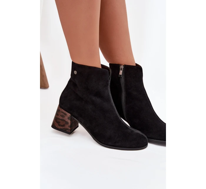 Kožené semišové dámské na podpatku  Černé model 21714671 - Maciejka