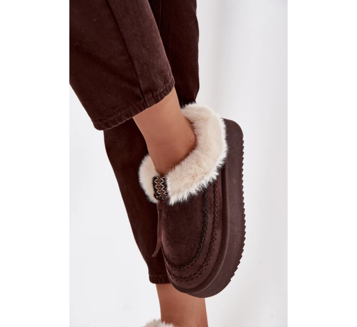 Śniegowce Damskie Z Futerkiem Na Platformie Czekoladowe Rosmira Śniegowce Damskie Z Futerkiem Na Platformie Czekoladowe Rosmira