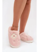 Kožešinové pantofle s květinami Růžové model 21772530 - Boto