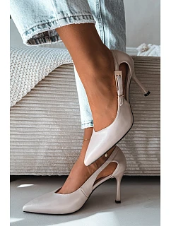 Podpatky s výřezy a zlatou sponou Vinceza 62288 Světle šedé