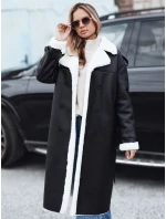 Dámský zimní kabát dlouhý černý kožený Dstreet model 21990796 - FashionStreet
