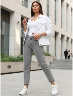 Dámske džínsy s vysokým pásom v štýle mom fit sivé FashionStreet UY2894