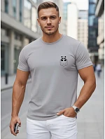 Pánske bavlnené tričko s malým potlačou, sivé, FashionStreet NX5131R