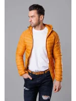 Žlutá pánská prošívaná bunda s kapucí model 18345069 - J.STYLE