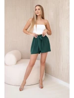 Viskózové šortky viazané v páse tmavozelené Viskózové šortky viazané v páse tmavozelené