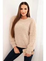 Dámsky mäkký mohérový sveter béžovej farby
