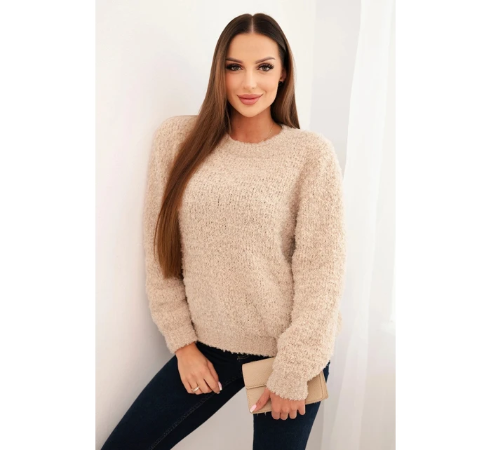 Dámsky mäkký mohérový sveter béžovej farby
