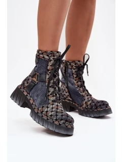 Skórzane Botki Workery Damskie Maciejka 07072-03 Multikolor