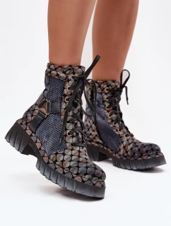 Skórzane Botki Workery Damskie Maciejka 07072-03 Multikolor