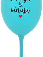 I LOVE & WINE - tyrkysový pohár na víno 350 ml