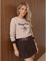 Sweter damski z nadrukiem Vintage Vibes beżowy model 22544855 - FashionStreet