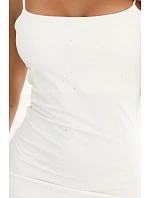 673-1 Midi šaty s tenkými ramienkami a jemným leskom - ecru 673-1 Midi šaty s tenkými ramienkami a jemným leskom - ecru