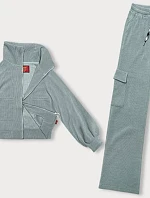 Casualowy komplet ze spodniami typu cargo miętowy (AMG-338A)