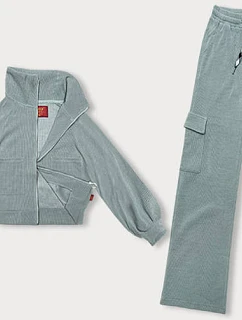 Casualowy komplet ze spodniami typu cargo miętowy (AMG-338A)