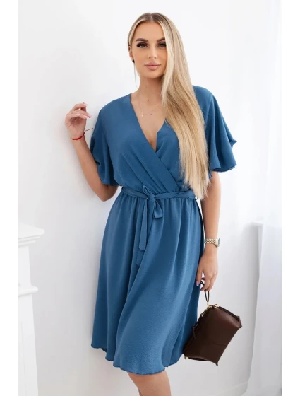 Šaty s vrstveným výstrihom denim