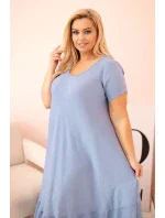 Dámske plus size šaty s krátkymi rukávmi a volánom z ľahkej viskózy Dámske plus size šaty s krátkymi rukávmi a volánom z ľahkej viskózy
