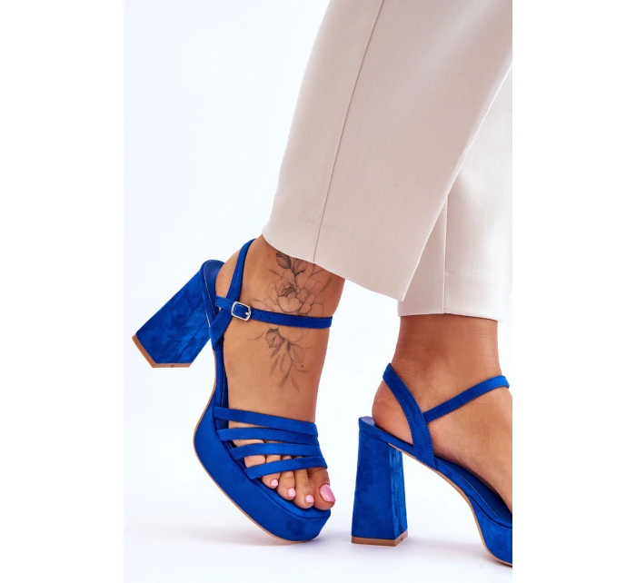 Dámské semišové sandály na platformě modré model 21613987 - Boto