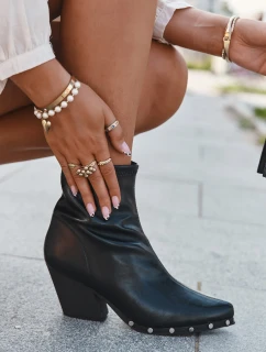 Dámské kožené boty na podpatku černé model 21709978 - Boto