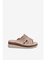 Kožené dámské sandály na platformě S.Barski GR61-5915 béžové