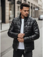 Pánska zateplená kožená bunda čierna FashionStreet TX5115