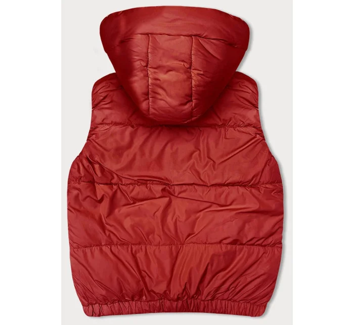 Červená krátká péřová dámská vesta s kapucí model 18914518 - J.STYLE