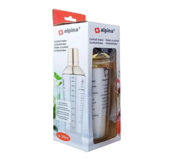 SKLENENÝ KOKTAILOVÝ ŠEJKER 450 ML ALPINA