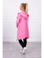 Dlhý kabát s kapucňou svetlo ružový Dlhý kabát s kapucňou svetlo ružový