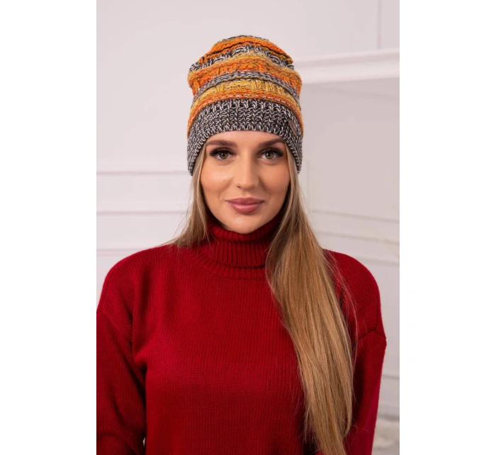 Čiapka s fleecom Patrycja K254 oranžová+čierna