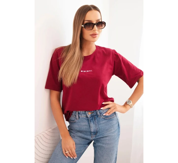 Dámska bavlnená blúzka s potlačou Minimal bordová Dámska bavlnená blúzka s potlačou Minimal bordová