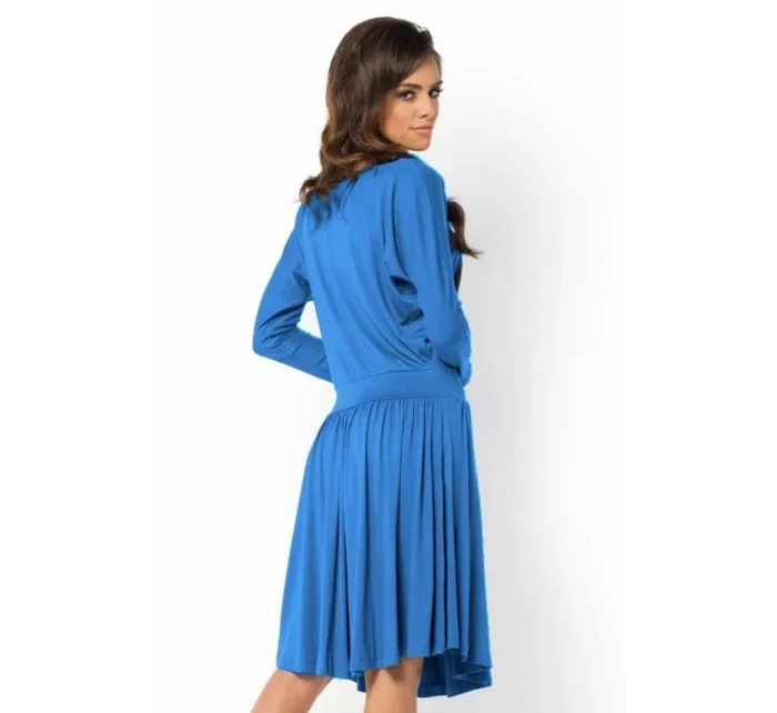 Letné šaty dámske vo voľnom strihu značkovej stredne dlhé modré - Modrá - Makadamové Letné šaty dámske vo voľnom strihu značkovej stredne dlhé modré - Modrá - Makadamové