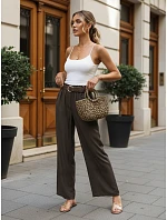 Dámske nohavice z lyocellu so širokými nohavicami, hnedé, FashionStreet UY3065