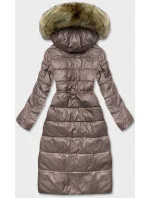 Dámska dlhá prešívaná bunda vo farbe cappuccino (H-201) Dámska dlhá prešívaná bunda vo farbe cappuccino (H-201)