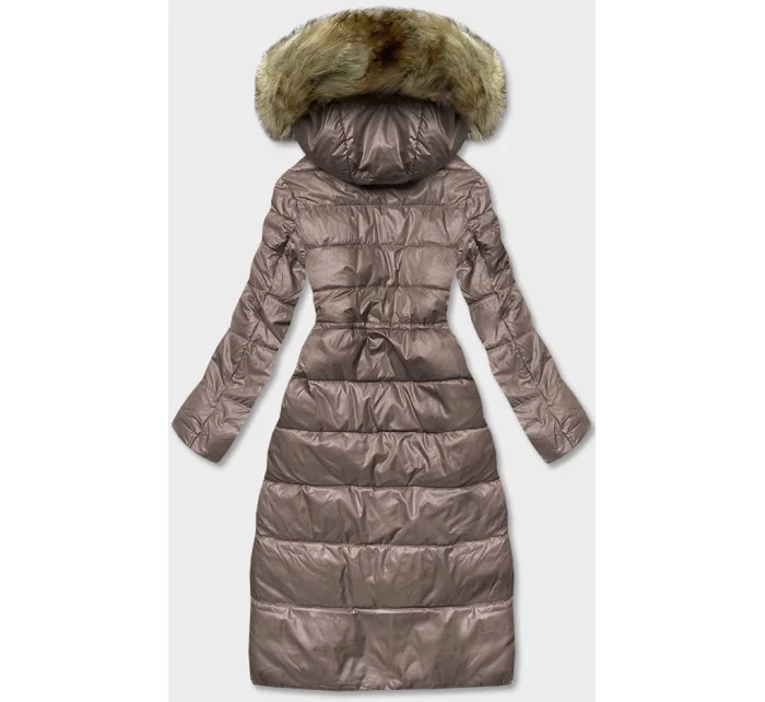 Dámska dlhá prešívaná bunda vo farbe cappuccino (H-201) Dámska dlhá prešívaná bunda vo farbe cappuccino (H-201)