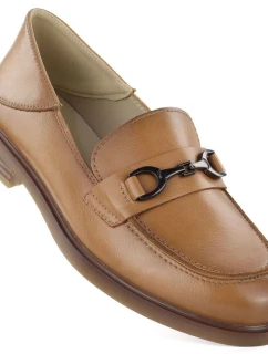 Dámské kožené mokasíny polobotky camel model 22015075 - VINCEZA