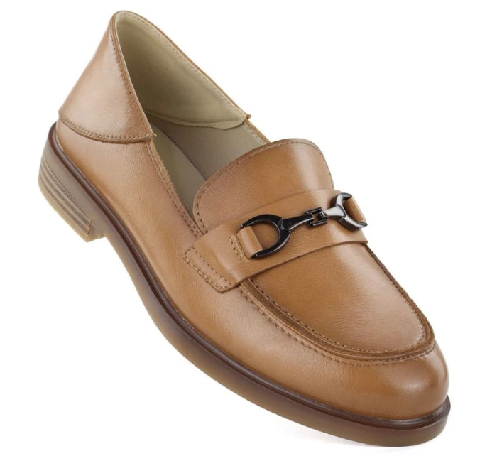 Dámske kožené mokasíny camel Vinceza 18117