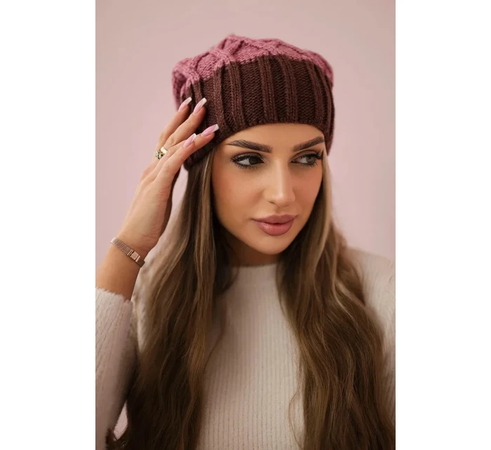 Milano fleecová čiapka K203 tmavo ružová+hnedá