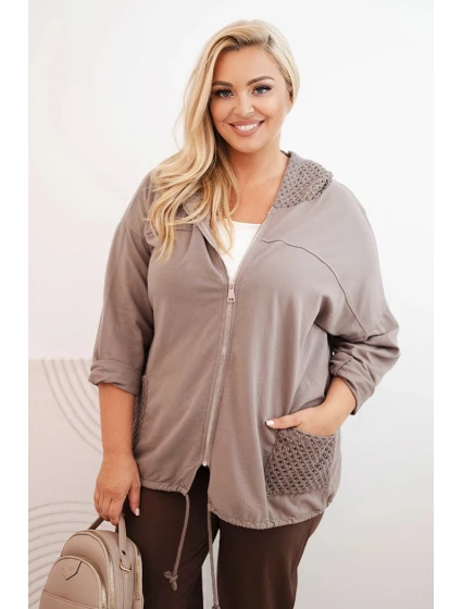 Dámská mikina Plus Size bavlněná oversize s dlouhým rukávem fango