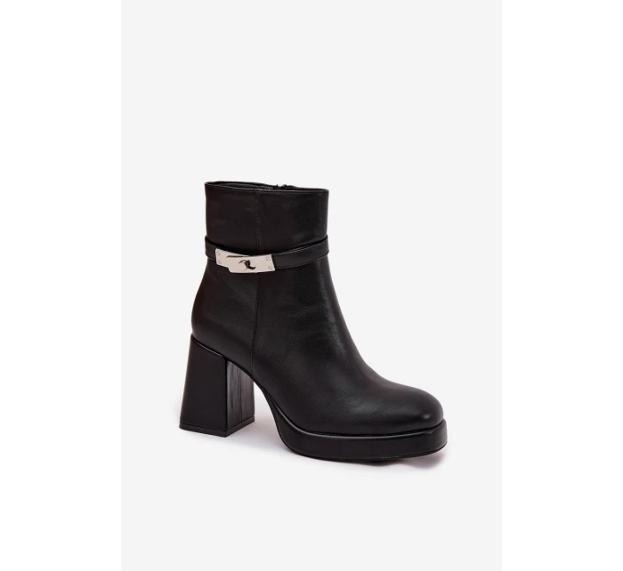 Zateplené dámské kotníkové boty na podpatku s ozdobnou páskou černé Giordina Zateplené dámské kotníkové boty na podpatku s ozdobnou páskou černé Giordina