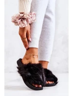Dámske kožušinové papuče DZ821 Black - Kesi Dámske kožušinové papuče DZ821 Black - Kesi