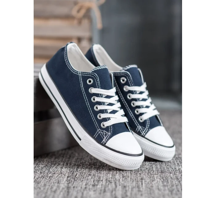 Trendy dámske modré tenisky bez podpätku Trendy dámske modré tenisky bez podpätku