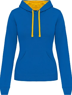 Kariban K 465 Dámská mikina s kontrastní kapucí 20.K465 light royal blue/yellow